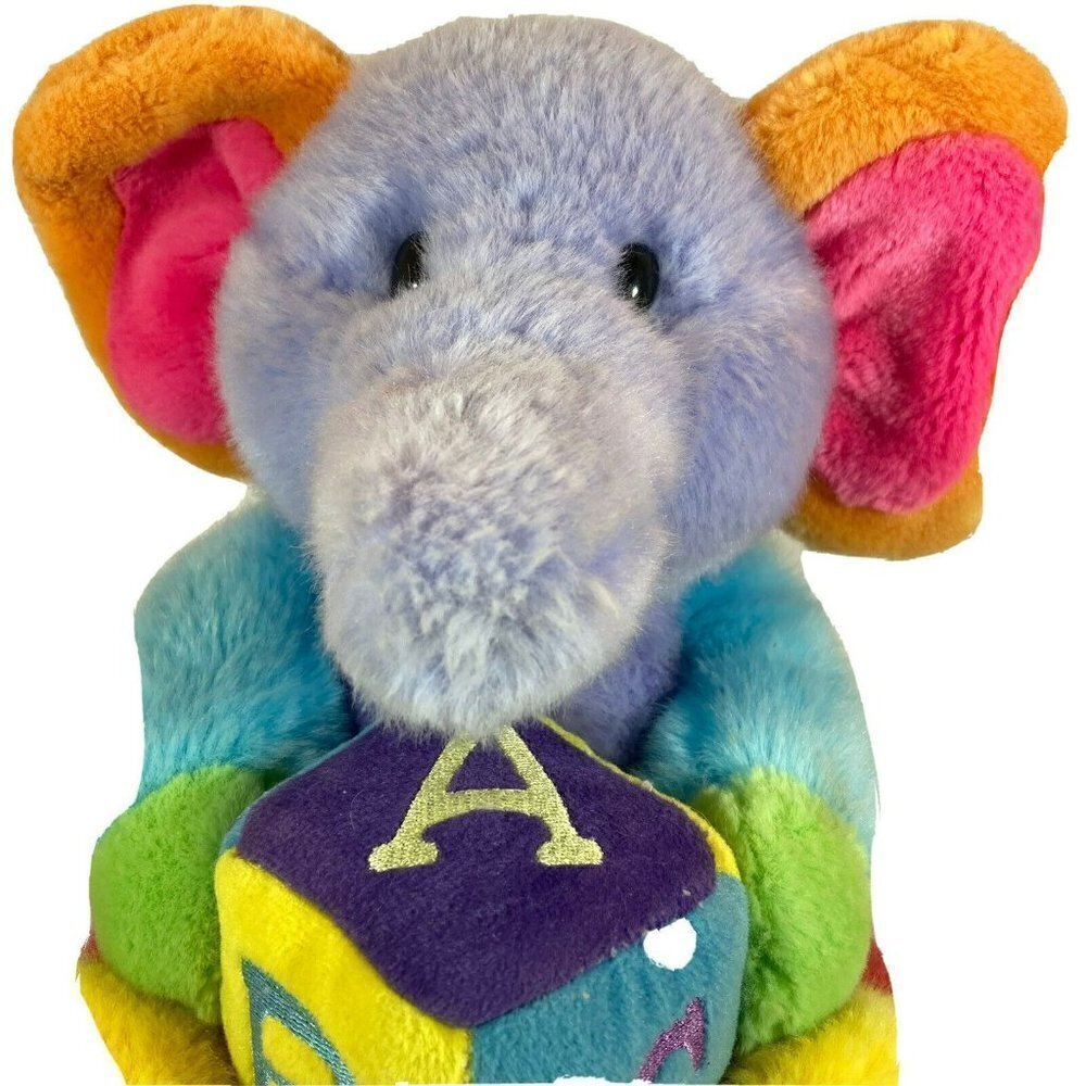 Aurora Baby Rainbow Multicolor ABC‎ Singing Elephant Plush Stuffed Toy 12”